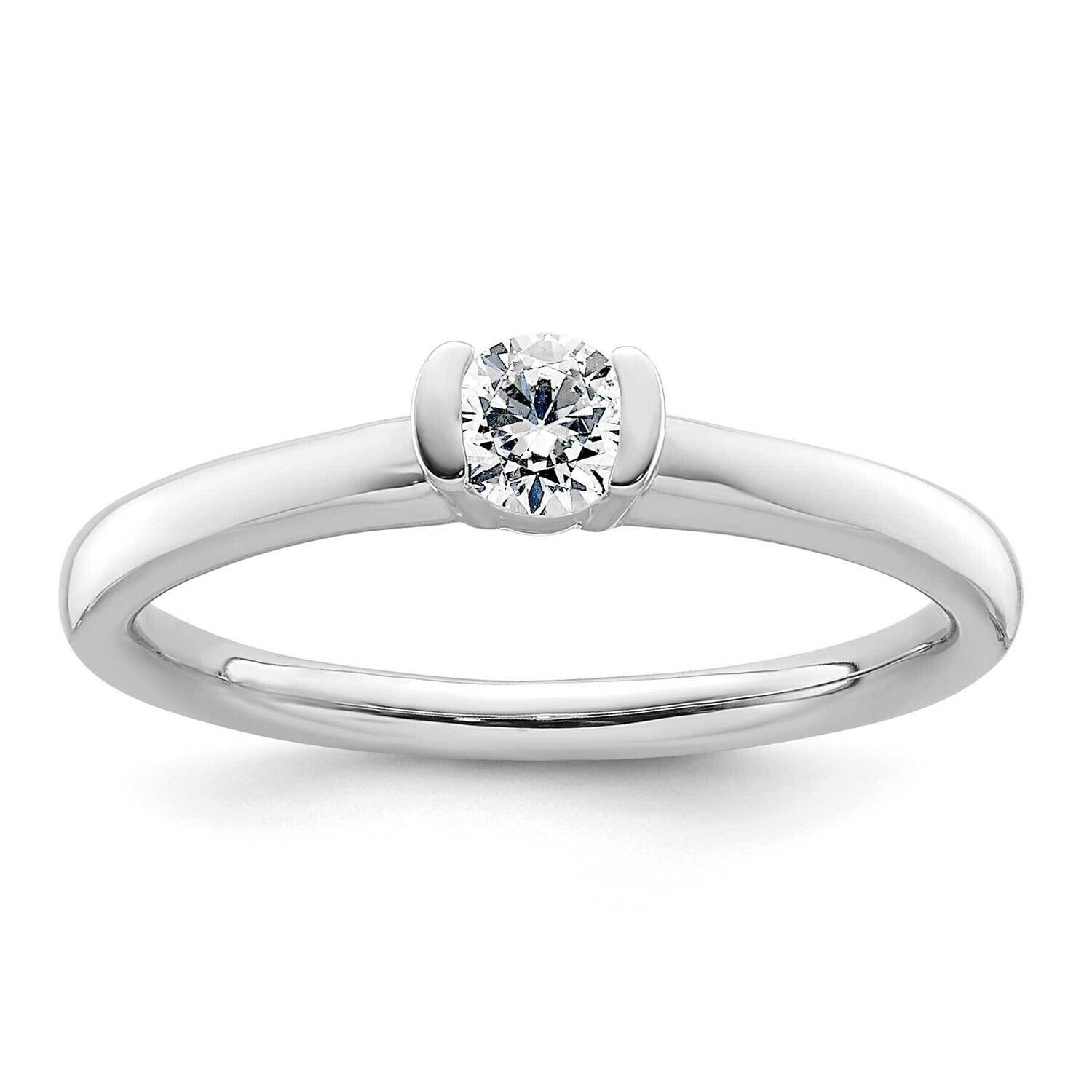 1/4 Carat 4.10 mm Half-Bezel Round Solitaire Engagement Ring Mounting 14k White Gold RM1953E-025-CWAA
