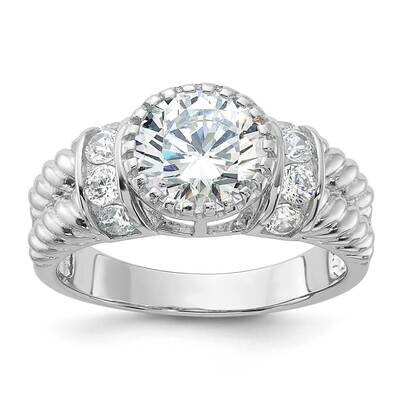 CZ Rope Design Ring Sterling Silver Rhodium-Plated QR7564, MPN: QR7564,