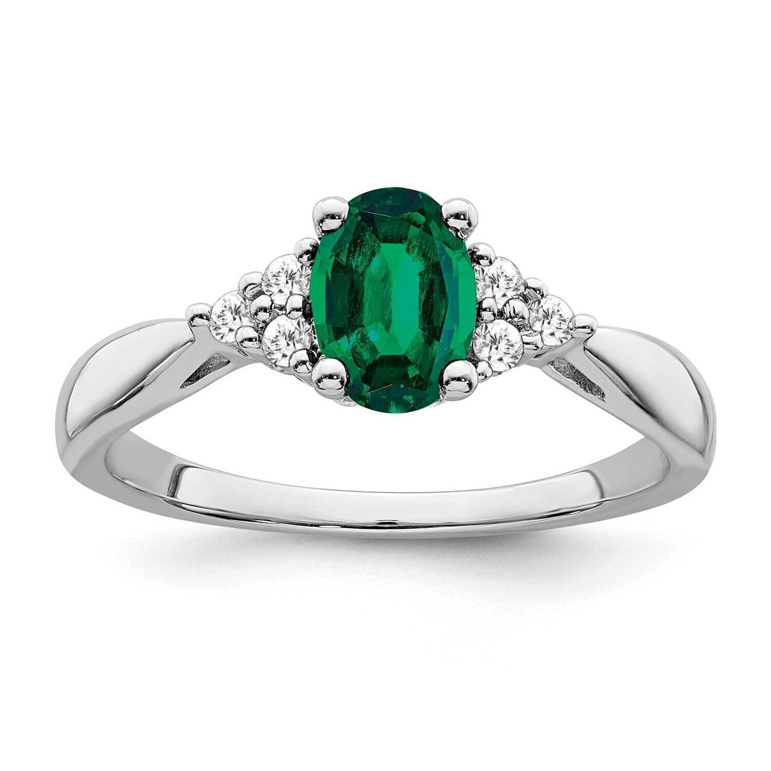Created Emerald Diamond Ring 14k White Gold RM7118-EM-012-WA, MPN: RM7118-EM-012-WA, 191101816642