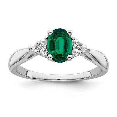 Created Emerald Diamond Ring 14k White Gold RM7118-EM-012-WA, MPN: RM7118-EM-012-WA, 191101816642