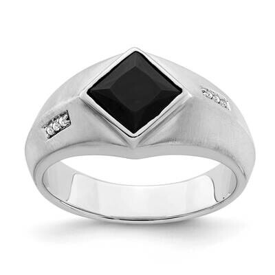 Onyx Diamond Mens Ring 14k White Gold RM7316-OX-003-WA, MPN: RM7316-OX-003-WA,