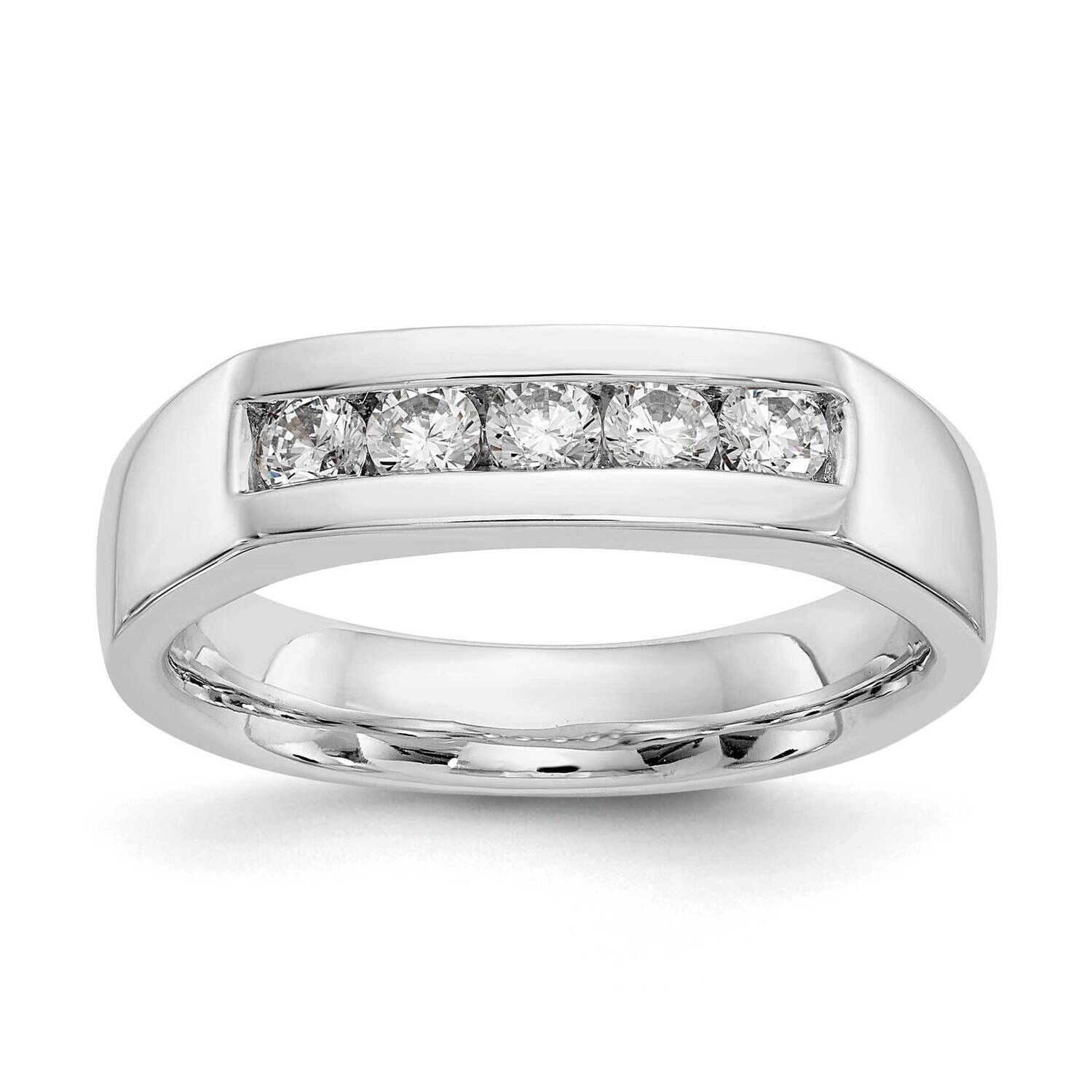 5-Stone Holds 5-2.7mm Round Closed Channel Band Ring Mounting 14k White Gold RM3278B-040-WAA