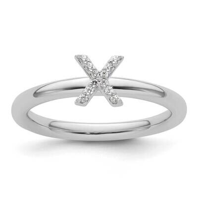 Stackable Diamond Initial X Ring 14k White Gold SK2112XW, MPN: SK2112XW,