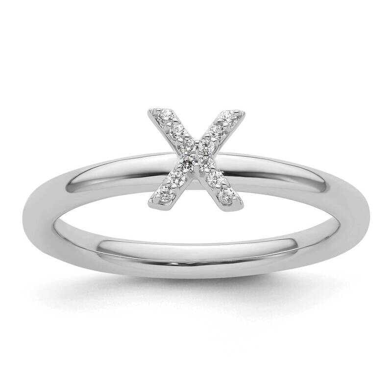 Stackable Diamond Initial X Ring 14k White Gold SK2112XW
