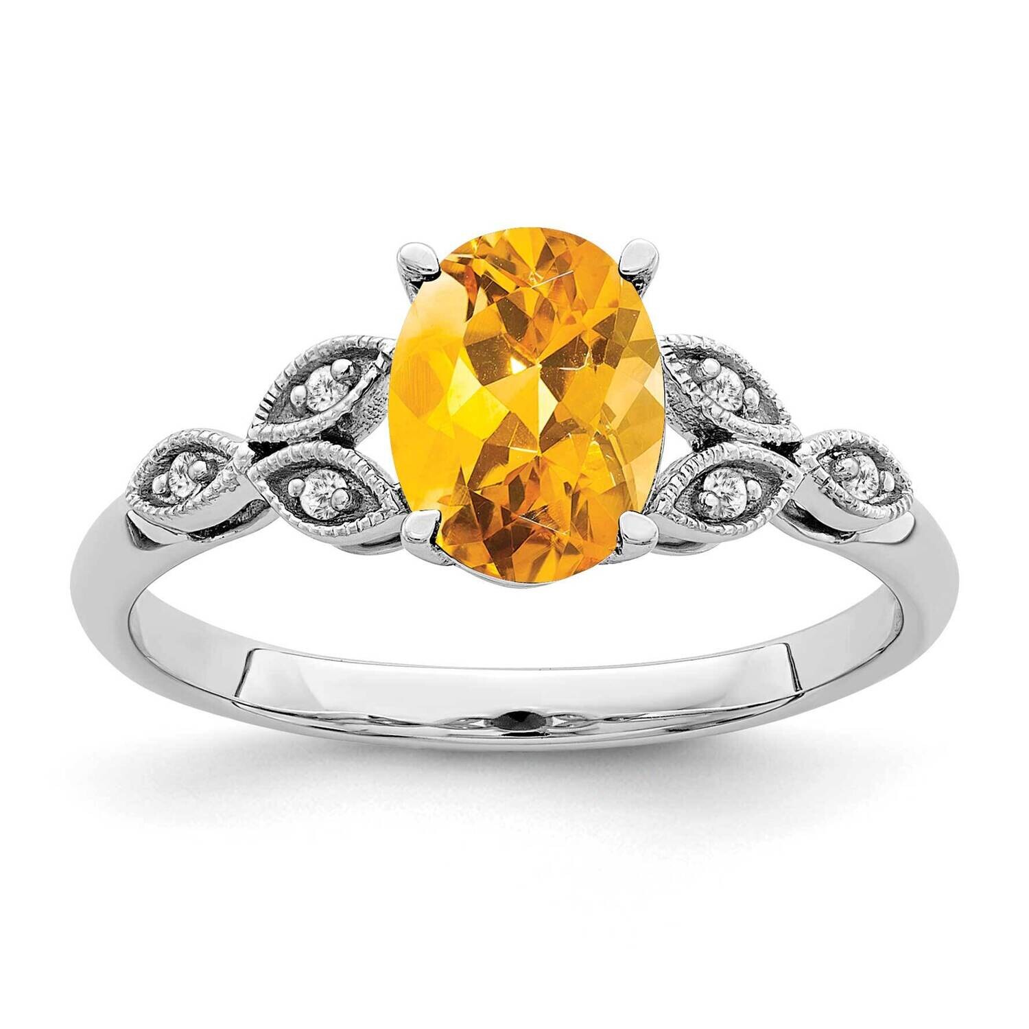Oval Citrine Diamond Ring 14k White Gold RM6090-CI-004-WA, MPN: RM6090-CI-004-WA, 191101814754