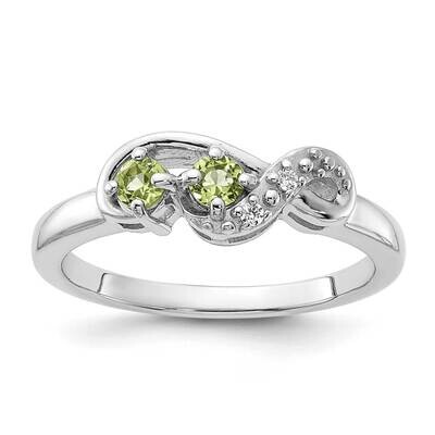 Peridot CZ Swirl Ring Sterling Silver Rhodium-Plated QR7438PE, MPN: QR7438PE,