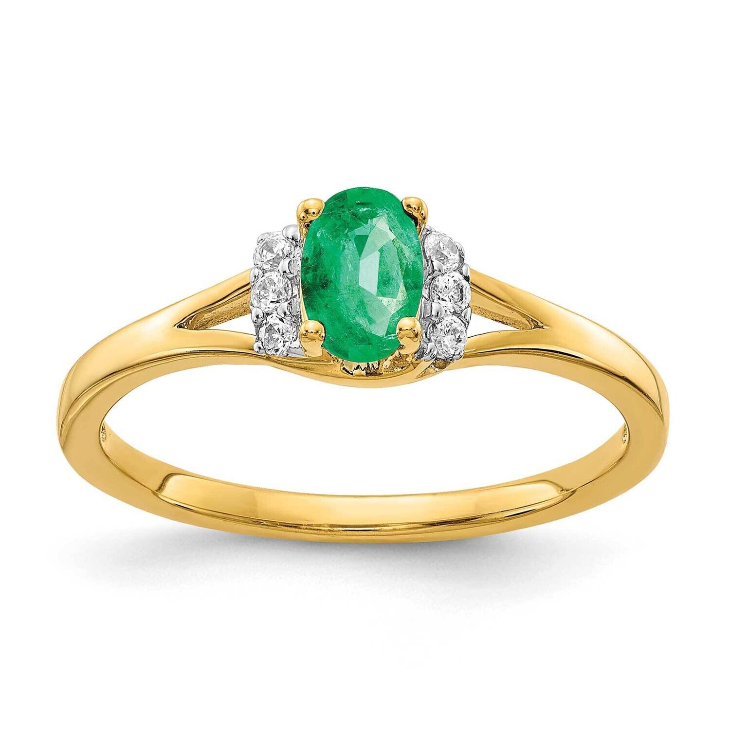 Diamond Oval Emerald Ring 10k Gold RM5761-EM-007-1YA