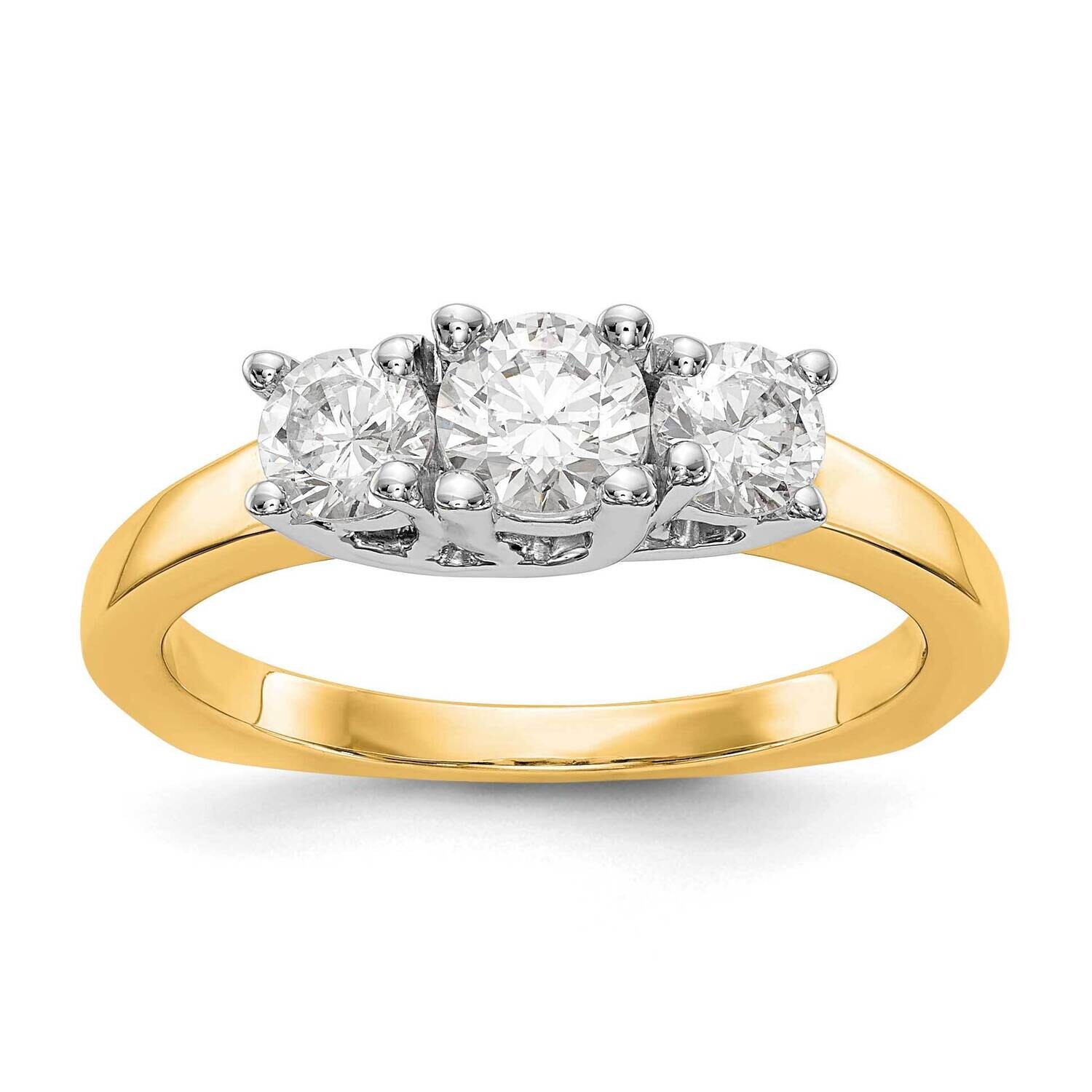3-Stone Holds 1/2 Carat 4.7mm Round Center 2-4.00mm Round Sides Engagement Ring Mounting 14k White Gold RM2953E-050_050-YWAA