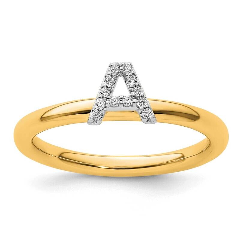 Stackable Diamond Initial A Ring 14k Gold SK2112AY