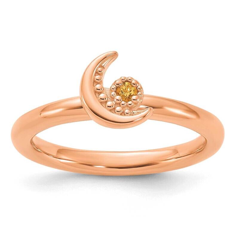Stackable Expressions Rose Gold-Plated Citrine Moon Ring Sterling Silver QSK2270