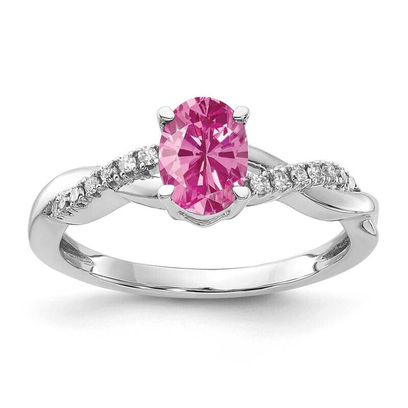 Oval Created Pink Sapphire Diamond Ring 14k White Gold RM4235-CPS-008-WA