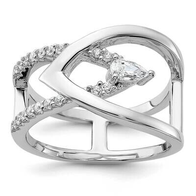 Fancy CZ Ring Sterling Silver Rhodium-Plated QR7531, MPN: QR7531,