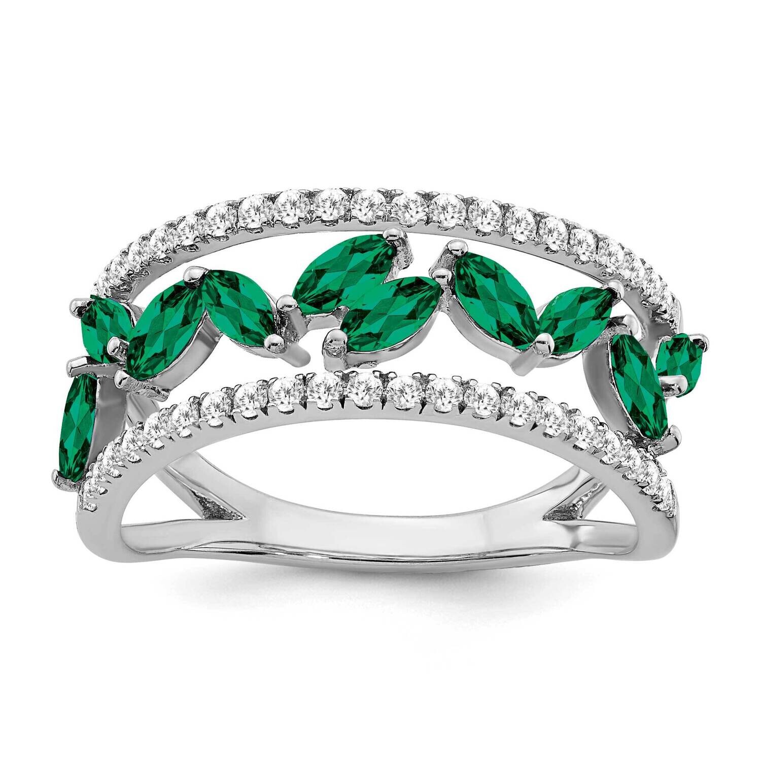 Marquise Created Emerald Diamond Ring 14k White Gold RM7241-EM-033-WA, MPN: RM7241-EM-033-WA, 19110…