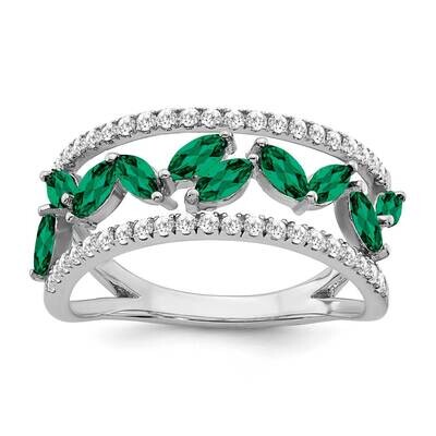 Marquise Created Emerald Diamond Ring 14k White Gold RM7241-EM-033-WA, MPN: RM7241-EM-033-WA, 19110…