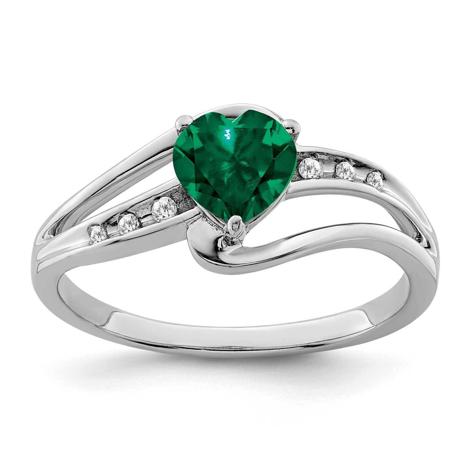 Created Emerald Diamond Ring Sterling Silver Rhodium-Plated RM7401-CEM-004-SSA, MPN: RM7401-CEM-004…