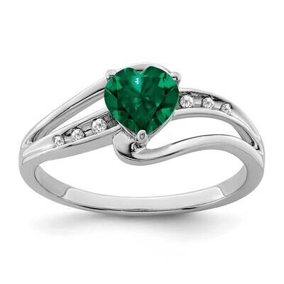 Created Emerald Diamond Ring Sterling Silver Rhodium-Plated RM7401-CEM-004-SSA, MPN: RM7401-CEM-004…
