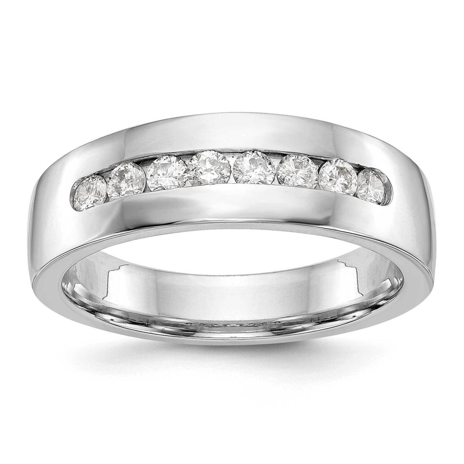 8-Stone Holds 8-2.5mm Round Men's Channel Band Ring Mounting 14k White Gold RM3466B-052-WAA