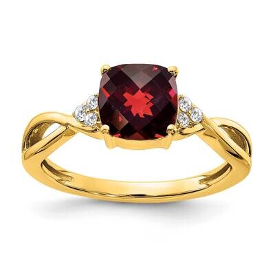 Checkerboard Garnet Diamond Ring 14k Gold RM4393-GA-006-YA, MPN: RM4393-GA-006-YA,