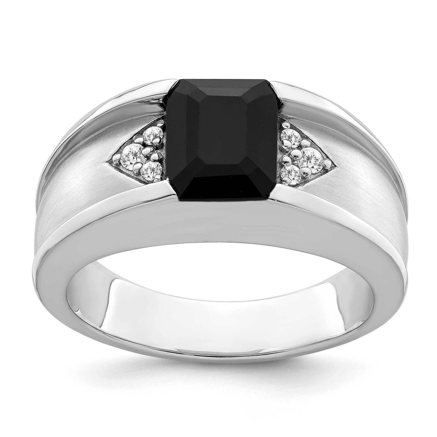 Onyx Diamond Mens Ring 14k White Gold RM7392-OX-010-WA, MPN: RM7392-OX-010-WA,