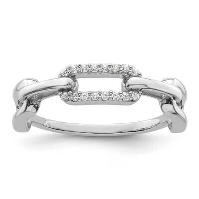 CZ Link Ring Sterling Silver Rhodium-Plated QR7518, MPN: QR7518,