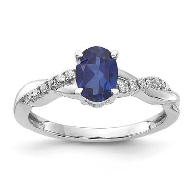 Oval Created Sapphire Diamond Ring 14k White Gold RM4235-CSA-008-WA, MPN: RM4235-CSA-008-WA,