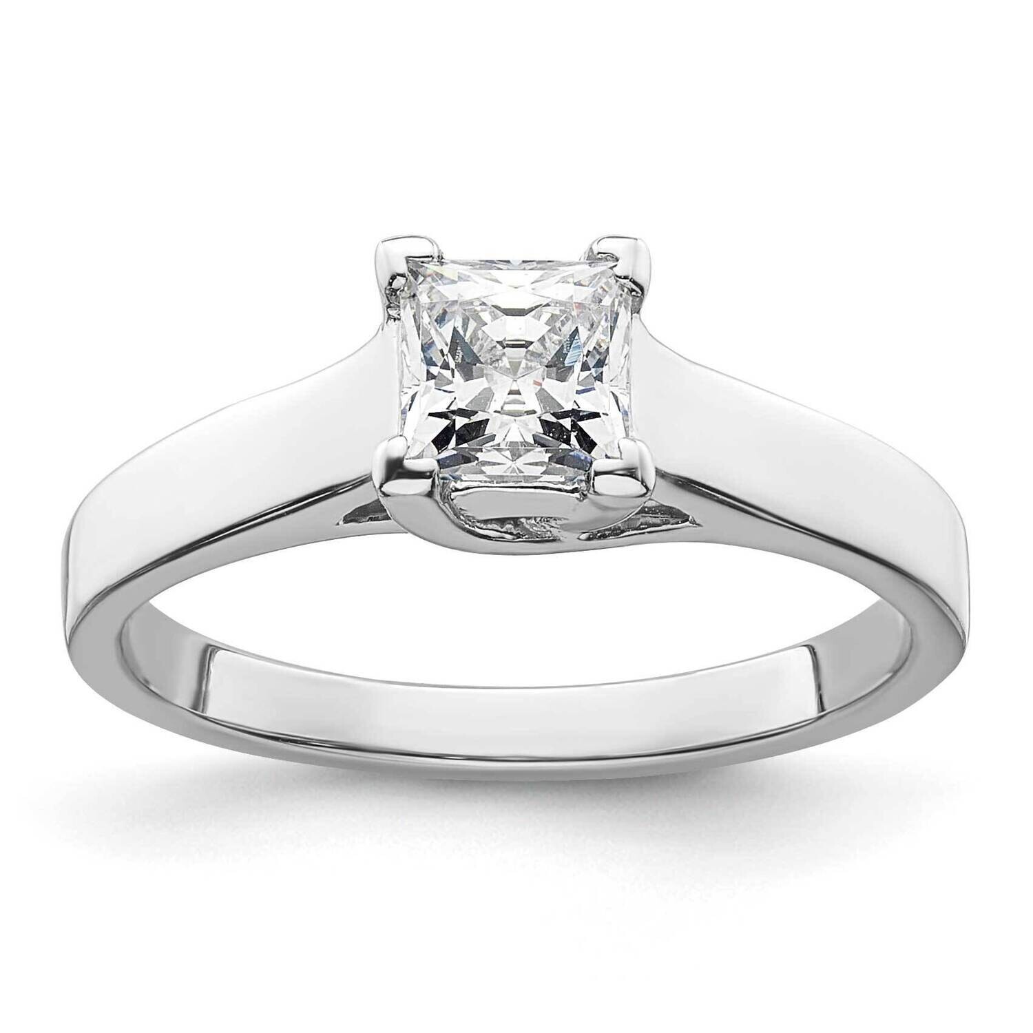 3/4 Carat 5.00mm V-End Square Princess Solitaire Engagement Ring Mounting 14k White Gold RM1959E-07…