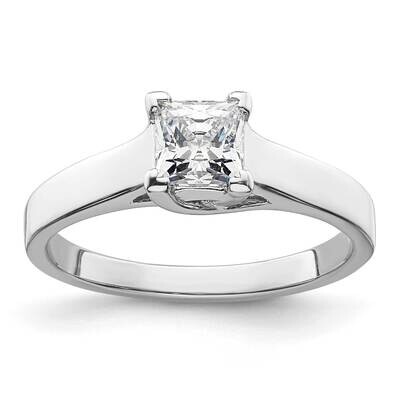 3/4 Carat 5.00mm V-End Square Princess Solitaire Engagement Ring Mounting 14k White Gold RM1959E-07…