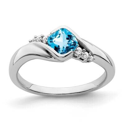 Blue Topaz Diamond Ring 10k White Gold RM7156-BT-006-1WA, MPN: RM7156-BT-006-1WA, 191101818592