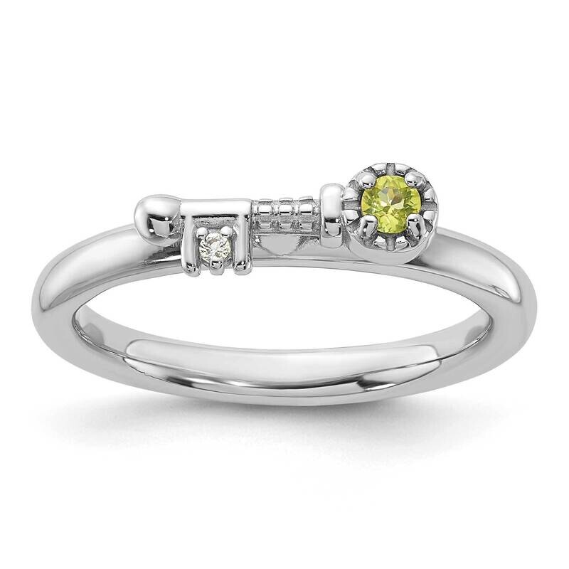 Stackable Expressions Rhodium-Plated Peridot White Topaz Key Ring Sterling Silver QSK2264