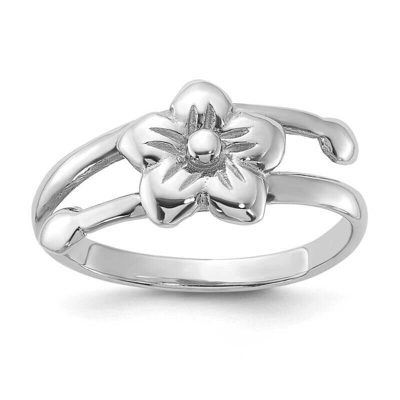 Polished Flower Ring Sterling Silver Rhodium-Plated QR7497