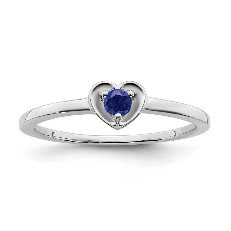 Created Sapphire Heart Ring 14k White Gold RM7397-CSA-W