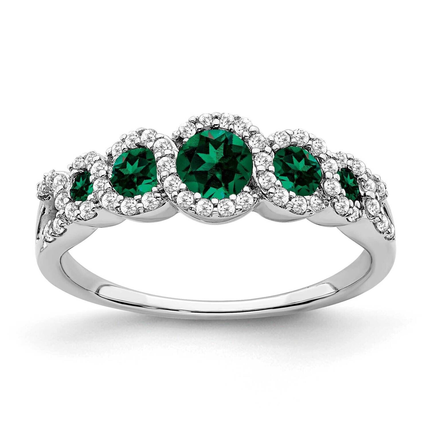 Created Emerald Diamond Ring 14k White Gold RM7115-EM-025-WA, MPN: RM7115-EM-025-WA, 191101815980