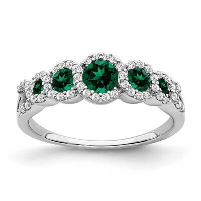 Created Emerald Diamond Ring 14k White Gold RM7115-EM-025-WA, MPN: RM7115-EM-025-WA, 191101815980