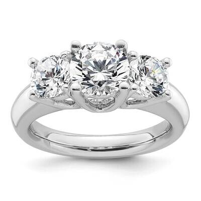 3-Stone Holds 1.5 Carat 7.50mm Round Center 2-5.8mm Round Sides Engagement Ring Mounting 14k White …