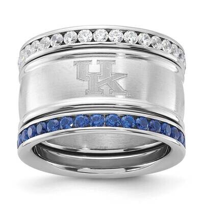 University Of Kentucky Crystal Triple Stacked Ring Set Stainless Steel UK335CR-SZ8, MPN: UK335CR-SZ…