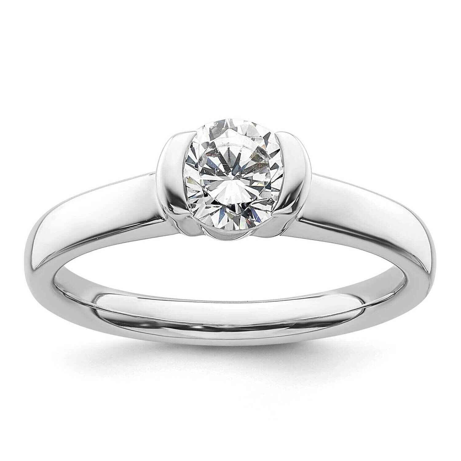 3/4 Carat 5.80 mm Half-Bezel Round Solitaire Engagement Ring Mounting 14k White Gold RM1953E-075-CW…