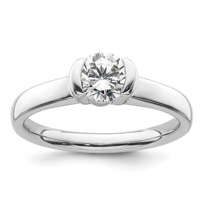 3/4 Carat 5.80 mm Half-Bezel Round Solitaire Engagement Ring Mounting 14k White Gold RM1953E-075-CW…
