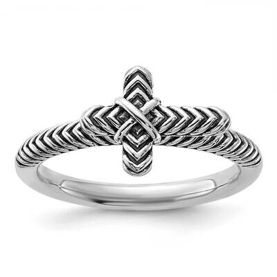Stackable Expressions Oxidized Textured Cross Ring Sterling Silver QSK2197, MPN: QSK2197, 883957335…