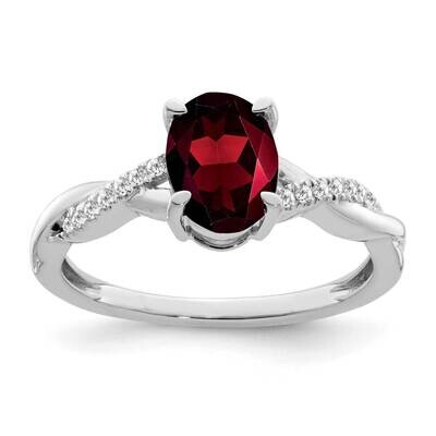 Oval Garnet Diamond Ring 14k White Gold RM4235-GA-007-WA, MPN: RM4235-GA-007-WA, 886774526584