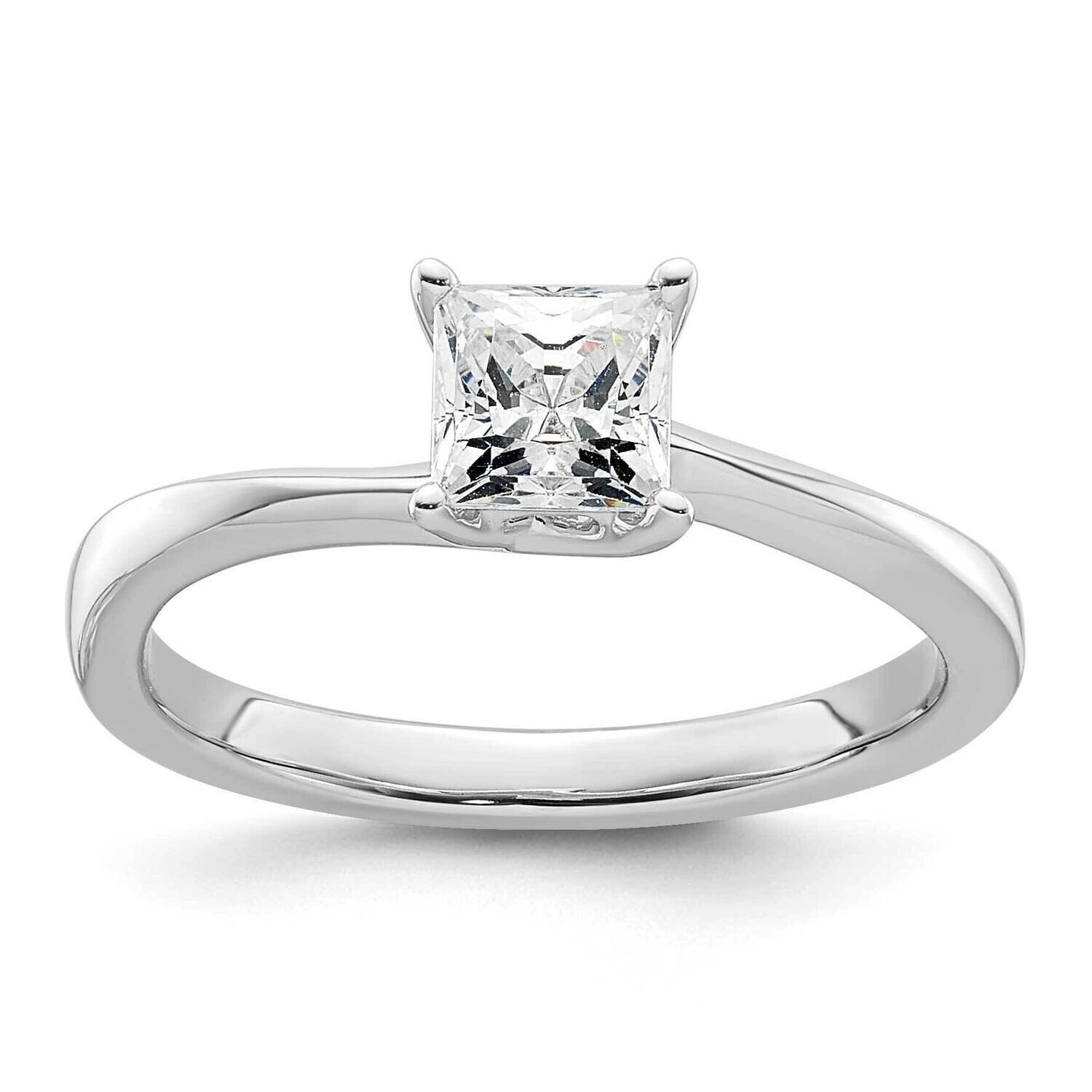 1/2 Carat 4.50mm 4-Prong Square Princess Solitaire Engagement Ring Mounting 14k White Gold RM1957E-…