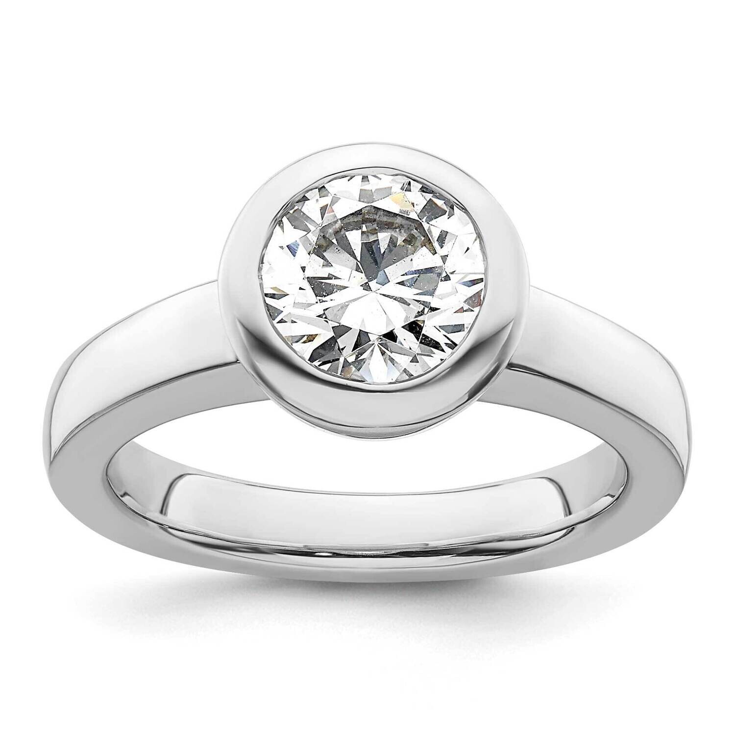 2 Carat 8.20 mm Bezel Round Solitaire Engagement Ring Mounting 14k White Gold RM1952E-200-CWAA