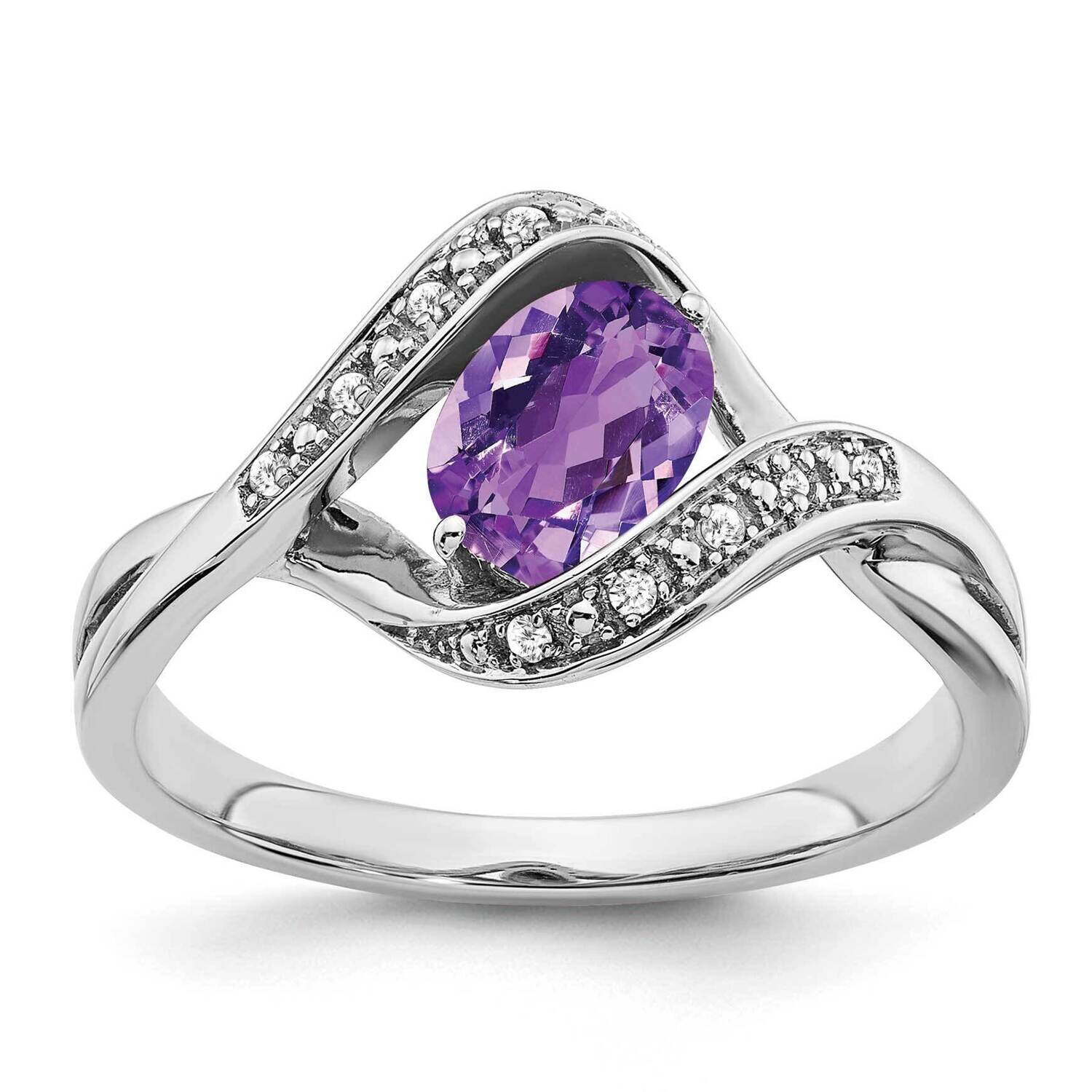 Oval Amethyst Diamond Ring 14k White Gold RM5702-AM-005-WA, MPN: RM5702-AM-005-WA, 886774526850