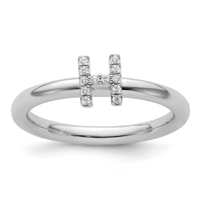 Stackable Diamond Initial H Ring 14k White Gold SK2112HW
