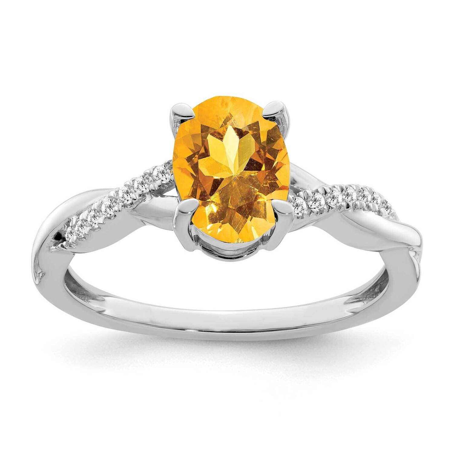 Oval Citrine Diamond Ring 14k White Gold RM4235-CI-007-WA, MPN: RM4235-CI-007-WA, 886774526492