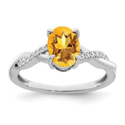 Oval Citrine Diamond Ring 14k White Gold RM4235-CI-007-WA, MPN: RM4235-CI-007-WA, 886774526492