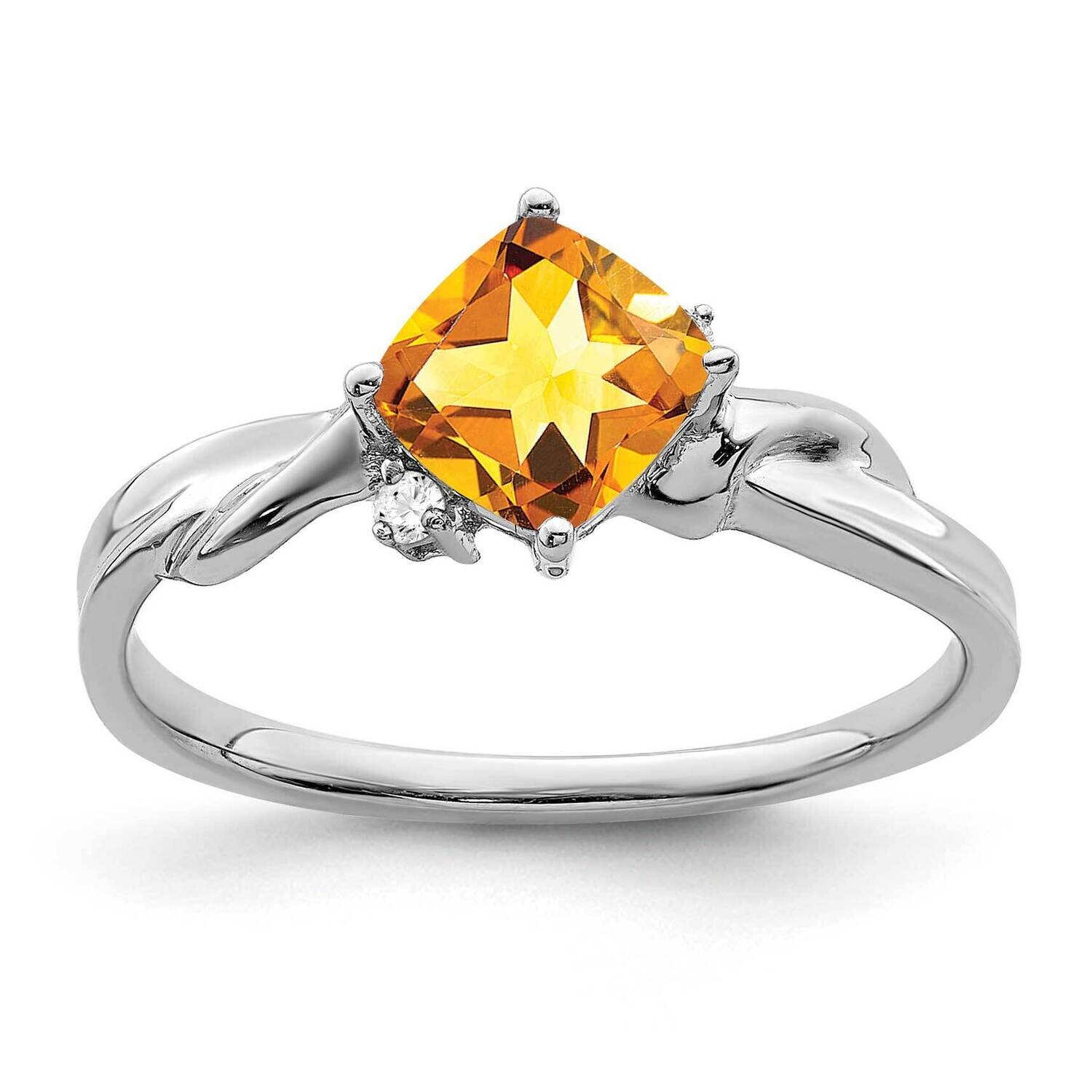 Cushion Citrine Diamond Ring 14k White Gold RM7167-CI-003-WA, MPN: RM7167-CI-003-WA, 191101821653