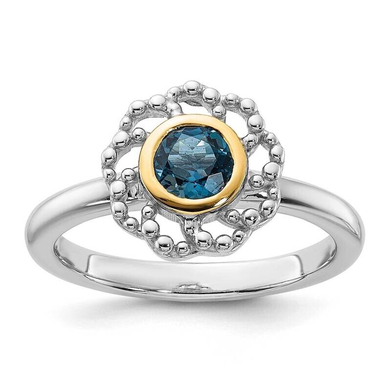 Shey Couture 14K Accent London Blue Topaz Ring Sterling Silver Rhodium-Plated QTC1812