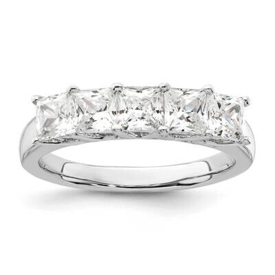 5-Stone Shared Prong Holds 5-3.8mm Princess Diamond Band Ring Mounting 14k White Gold RM3178B-150-W…