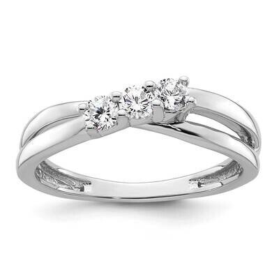 3-Stone Holds 1/10 Carat 3.00mm Round Center 2-3.00mm Round Sides Engagement Ring Mounting 14k Whit…