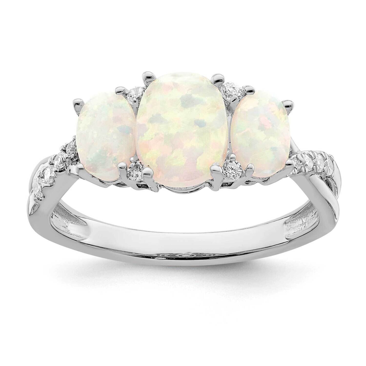 Created Opal Diamond 3-Stone Ring 14k White Gold RM5971-OP-013-WA, MPN: RM5971-OP-013-WA, 886774557…